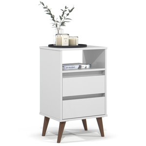 Mesa de Cabeceira Roma Quarto com 2 Gavetas Branco