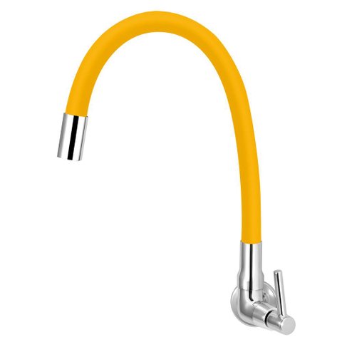 Torneira Cozinha de Parede Tubo Gourmet Flexível Amarelo