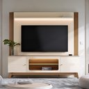 Ver imagem 2 de Estante Painel TV 70 pol. 198cm com LED Lugo Off White/Amendoa Z30 - Mpozenato