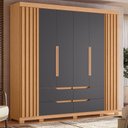 Ver imagem 6 de Guarda Roupa Casal Doble 06 Portas e Cômoda Mobi 04 Gavetas Freijo Titanium - Móveis Albatroz