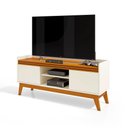 Ver imagem 2 de Rack para Tv até 50 Polegadas 2 Portas Ripado Bahamas 136cm - Via Nossa - Off White e Cedro