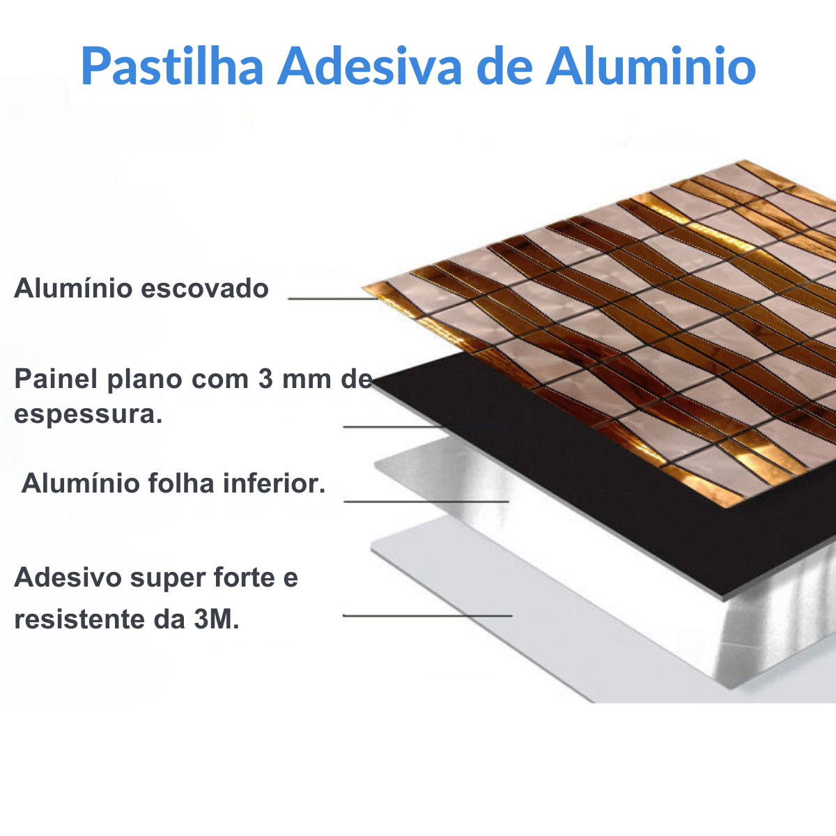 Pastilha Adesiva Aluminio Decoração Banheiro Cozinha Quad Pe - 5