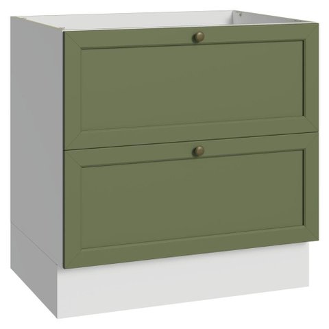 Balcão de Cozinha 80 cm 2 Gavetas (sem Tampo) Branco/Verde Vik Madesa