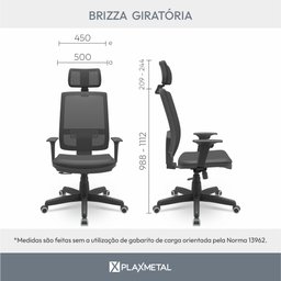Cadeira Escritório Presidente Ergonômica NR17 com Relax Tela Mesh Brizza - 5