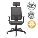Ver imagem 2 de Cadeira Escritório Presidente Ergonômica NR17 com Relax Tela Mesh Brizza