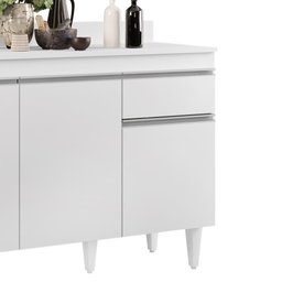 Balcão Gabinete 120cm 3 Portas 1 Gaveta Branco - 3