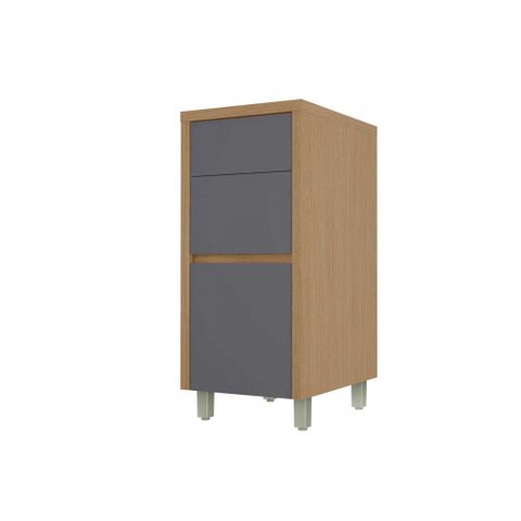 Balcão 3 Gavetas Nesher Condessa 40cm MDF Carvalho-Titânio