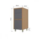 Ver imagem 2 de Balcão 3 Gavetas Nesher Condessa 40cm MDF Carvalho-Titânio