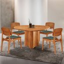 Ver imagem 2 de Mesa Selene Tampo 135 Laminado com 4 Cadeiras Malta Gold Moderna Mobília