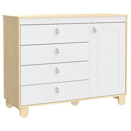 Quarto de Bebê 4 Portas Cômoda com Porta Rope Natural Branco Acetinado - Matic - 3