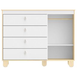 Quarto de Bebê 4 Portas Cômoda com Porta Rope Natural Branco Acetinado - Matic - 4