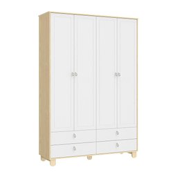 Quarto de Bebê 4 Portas Cômoda com Porta Rope Natural Branco Acetinado - Matic - 5