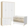 Quarto de Bebê 4 Portas Cômoda com Porta Rope Natural Branco Acetinado - Matic - 1