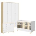 Ver imagem 1 de Quarto de Bebê 4 Portas Cômoda com Porta Rope Natural Branco Acetinado - Matic