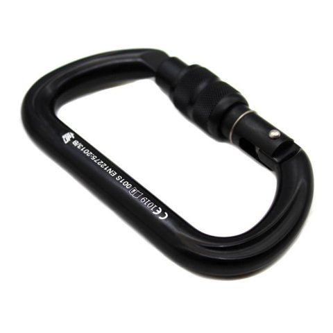 Mosquetão Sideup Alumínio Oval Trava Rosca 25KN Ce Preto