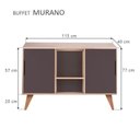 Ver imagem 3 de Aparador Buffet Retrô Murano 2 Portas MDP 115cm Carvalho e Grafite Mercado Das Prateleiras