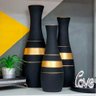 Trio Vasos Garrafas Grandes em Cerâmica Fosca Decorativa - Black Gold - 2
