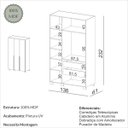 Ver imagem 3 de Guarda Roupa Solteiro 135cm C/ 3 Portas Dalla Costa 100% Mdf Cor:freijó com Off White