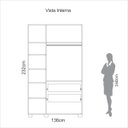 Ver imagem 5 de Guarda Roupa Solteiro 135cm C/ 3 Portas Dalla Costa 100% Mdf Cor:freijó com Off White