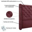 Ver imagem 5 de Kit Cabeceira e Calçadeira Recamier Queen 1,60m Vicenza Veludo Vinho - Pallazio