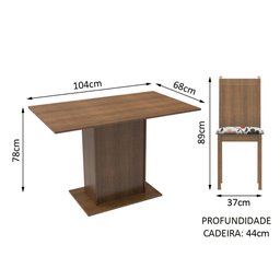 Conjunto Sala de Jantar Madesa Luana Mesa Tampo de Madeira com 4 Cadeiras - Rustic/floral Hibiscos - 3
