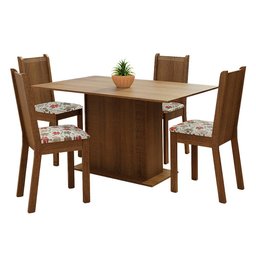 Conjunto Sala de Jantar Madesa Luana Mesa Tampo de Madeira com 4 Cadeiras - Rustic/floral Hibiscos - 2