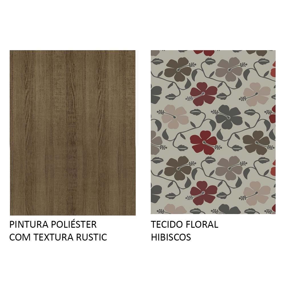 Conjunto Sala de Jantar Madesa Luana Mesa Tampo de Madeira com 4 Cadeiras - Rustic/floral Hibiscos - 9