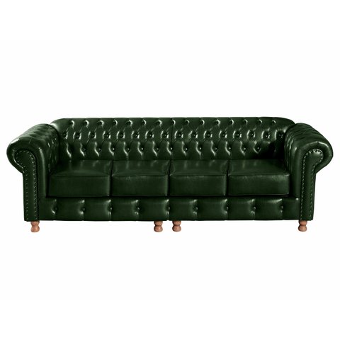 Sofá Luis XV Chesterfield Modulado 4 Lugares Decoração Sala Recepção - Couríssimo Verde