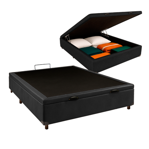Cama Box Bau Viuvo Blindado Nature Preto 128x188