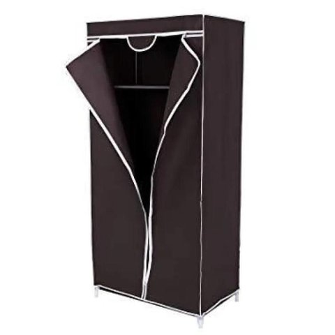 Armário Portátil Dobrável Guarda Roupa Arara Cabideiro Multifuncional Organizador Camping Preto