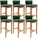 Ver imagem 1 de Kit 6 Banqueta Alta para Cozinha Sala de Jantar Bar Dara L02 Couríssimo Verde Musgo - Lyam Decor