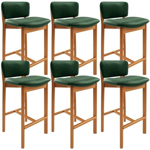 Kit 6 Banqueta Alta para Cozinha Sala de Jantar Bar Dara L02 Couríssimo Verde Musgo - Lyam Decor