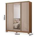 Ver imagem 5 de Guarda Roupa Casal 3 Portas Dallas com Espelho Carvalho Fendi com Mesa de Cabeceira Ares Carvalho