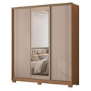 Ver imagem 2 de Guarda Roupa Casal 3 Portas Dallas com Espelho Carvalho Fendi com Mesa de Cabeceira Ares Carvalho
