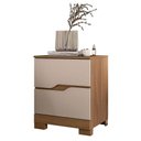 Ver imagem 7 de Guarda Roupa Casal 3 Portas Dallas com Espelho Carvalho Fendi com Mesa de Cabeceira Ares Carvalho