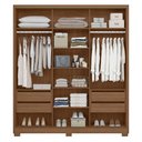 Ver imagem 3 de Guarda Roupa Casal 3 Portas Dallas com Espelho Carvalho Fendi com Mesa de Cabeceira Ares Carvalho