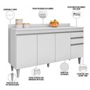 Ver imagem 5 de Balcão Gabinete para Cozinha com Tampo 150cm Ellen M05 Branco - Inoviza