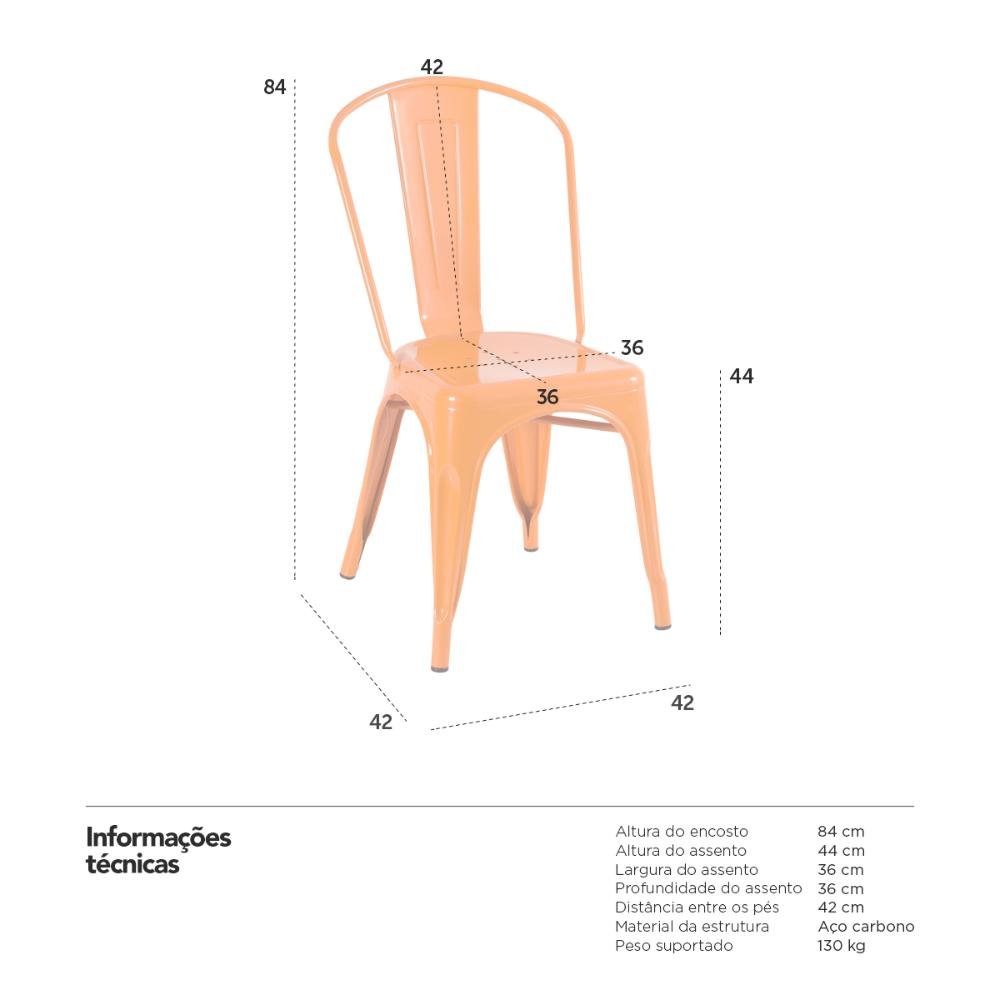 Kit 10 Cadeiras Iron Tolix - Laranja - 7