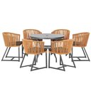 Ver imagem 1 de Mesa com 6 Cadeiras de Jantar Roma 120cm e Noronha em Alumínio Preto Corda Náutica Estofado 9 Trama