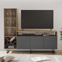 Ver imagem 1 de Rack para TV até 55 Polegadas 3 Portas com Cristaleira Porta de Vidro e Adega Luz Candian Jcm Móveis