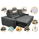 Ver imagem 3 de Sofá Retrátil e Reclinável 2,12m Molas Ensacadas Cama inBox Catar Velusoft Cinza