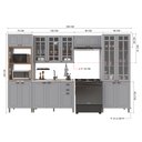 Ver imagem 3 de Cozinha Modulada 5 Peças Torre Quente Cristaleira Balcão sem Tampo e 2 Aéreos 100% MDF com Vidro Bari Cinza/Titanio Fosco