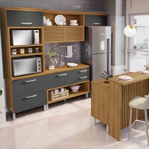 Cozinha 05 Peças Ripado Nesher Princesa Gourmet 100% Mdf