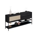 Ver imagem 2 de Buffet Aparador para Sala de Jantar com Tela Agnes 2 Gavetas em Madeira Maciça Ébano Metal Pre