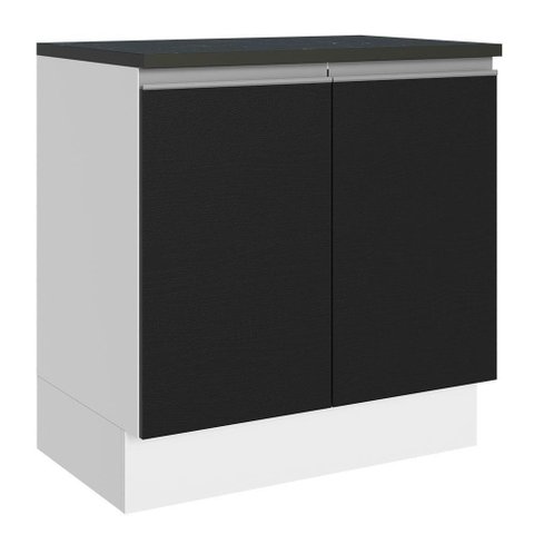 Balcão 100% Mdf 80 Cm 2 Portas Branco/preto