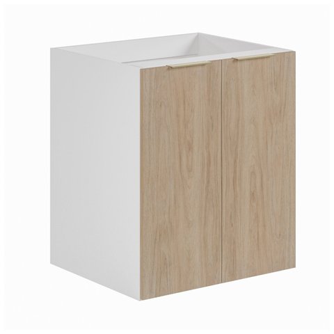 Balcão Planejado Suspenso 2 Portas 60cm sem Tampo Ipanema CabeCasa MadeiraOriginals Branco/Acácia