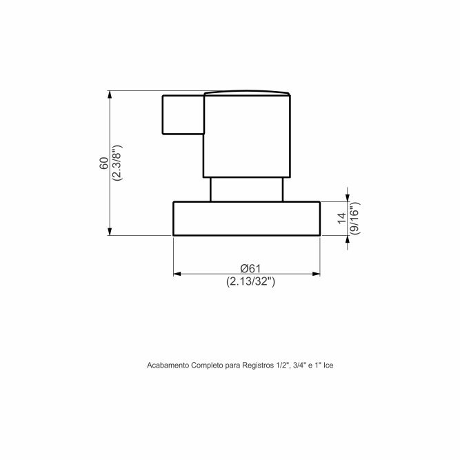 Acabamento Registro Base Docol 1/2 e 3/4 e 1 (pequeno) - preto Fosco - Color Ice                     - 2