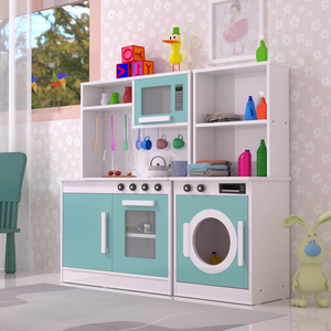 Cozinha Infantil Completa em Mdf com Máquina de Lavar, Pia, Forno, Fogão e Micro-ondas:menta