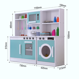 Cozinha Infantil Completa em Mdf com Máquina de Lavar, Pia, Forno, Fogão e Micro-ondas:menta - 3