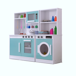 Cozinha Infantil Completa em Mdf com Máquina de Lavar, Pia, Forno, Fogão e Micro-ondas:menta - 2